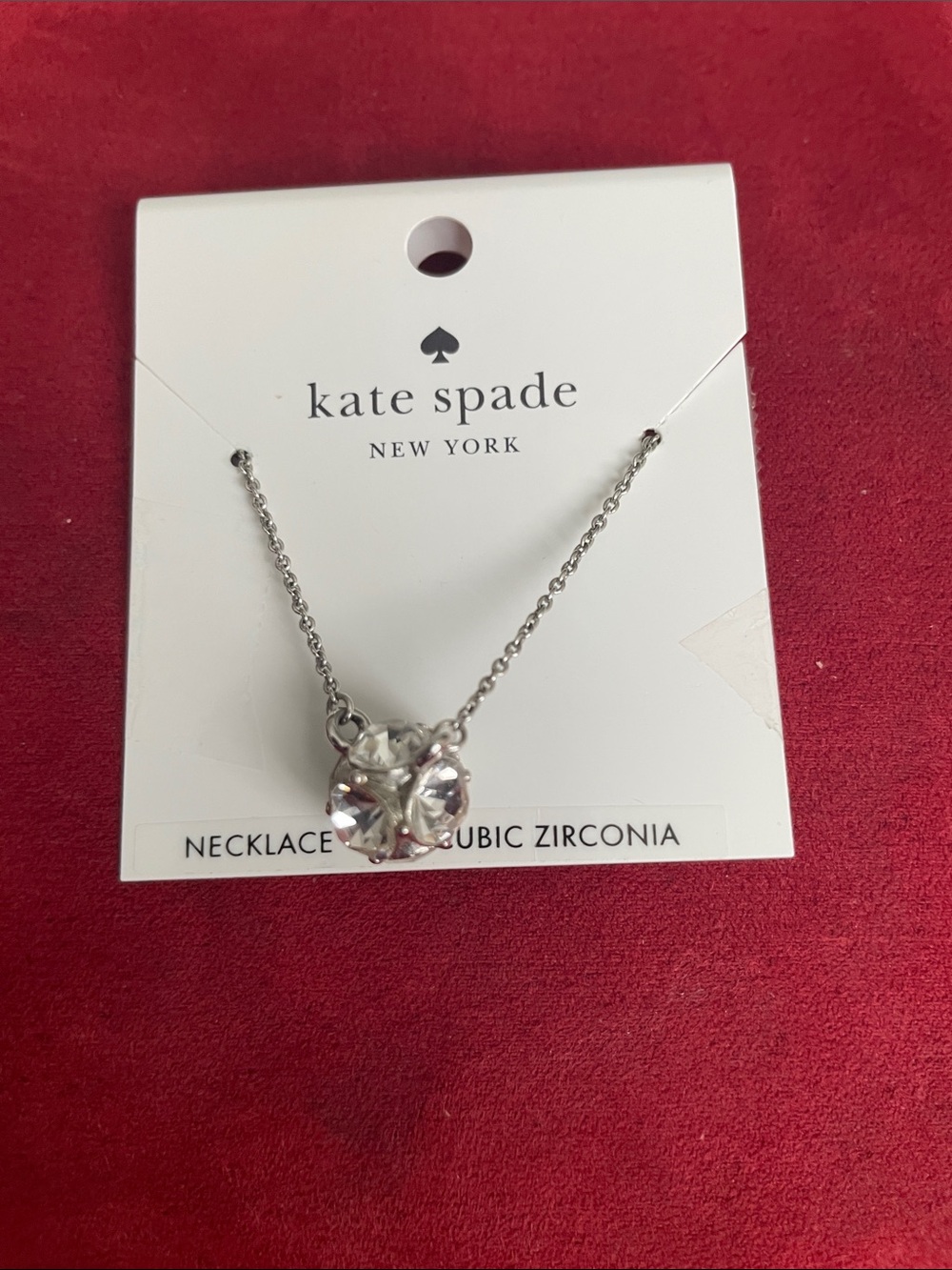 kate spade Silver Cubic Zirconia Clear Crystal Pendant Necklace